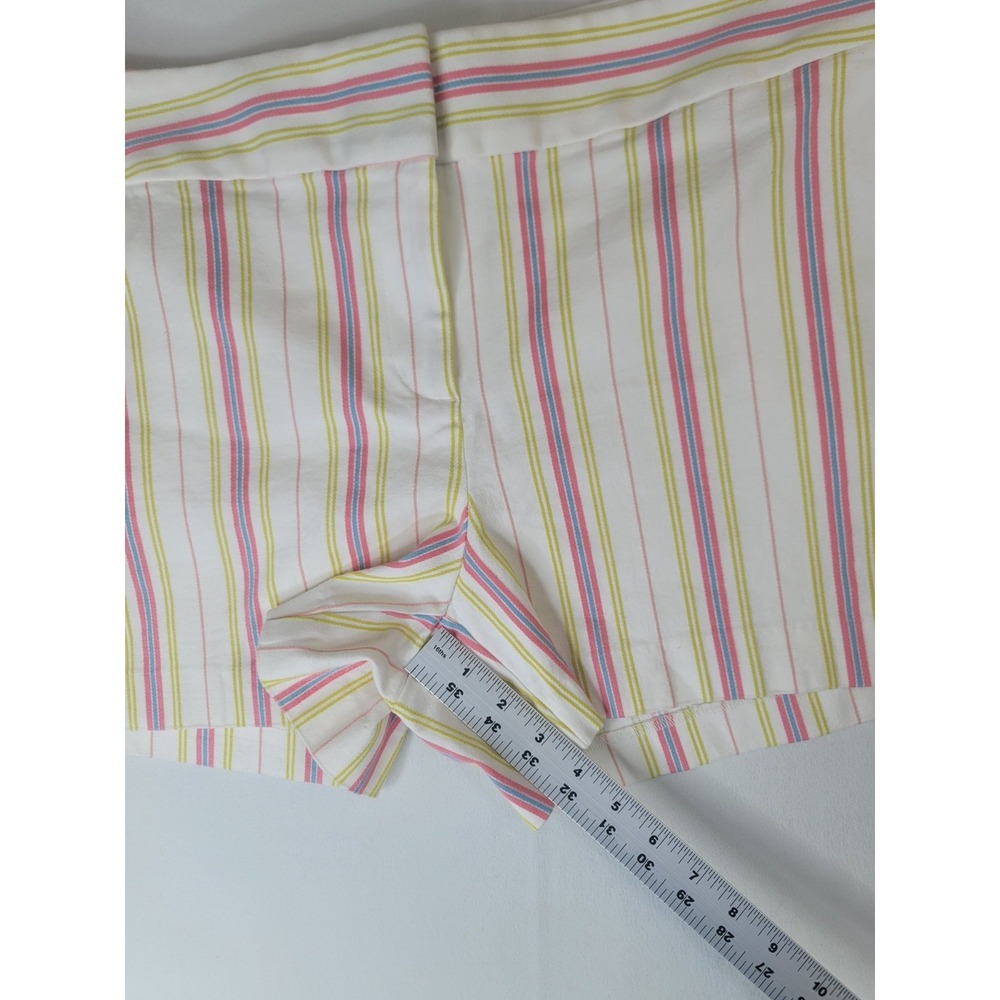 LOFT Striped Shorts Womens Size 10 White Pink Blue Yellow Cotton Stretch - Picture 8 of 9
